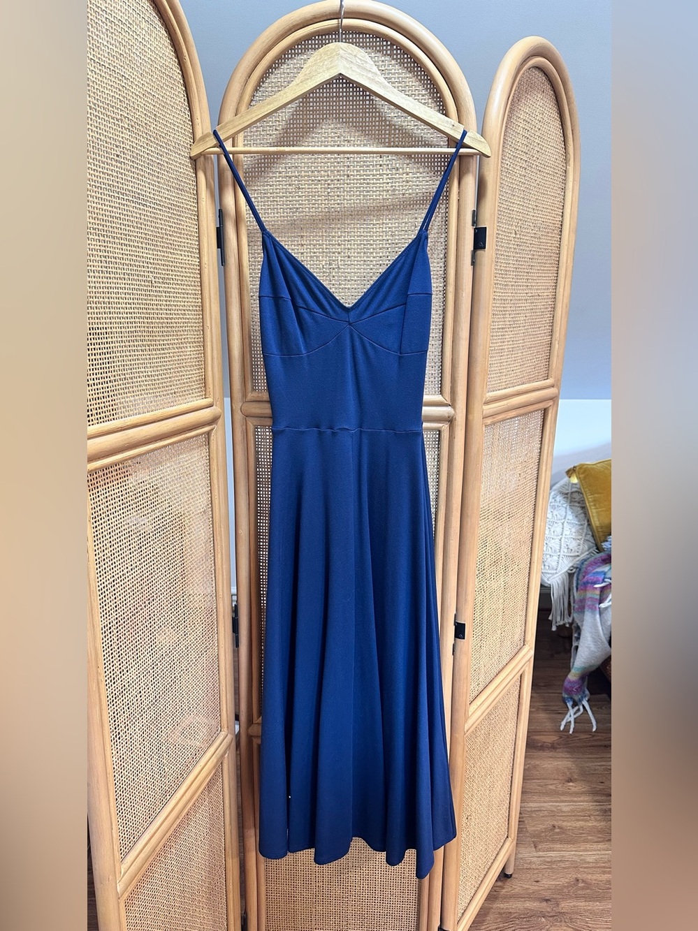 Reformation Navy Spaghetti Strap Midi Dress
